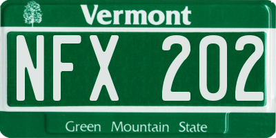 VT license plate NFX202