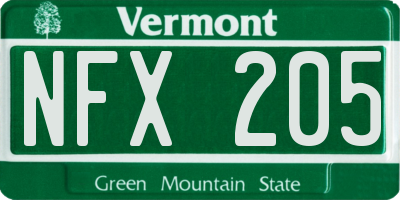 VT license plate NFX205