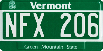 VT license plate NFX206