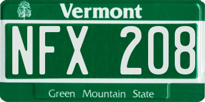 VT license plate NFX208