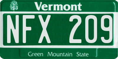 VT license plate NFX209