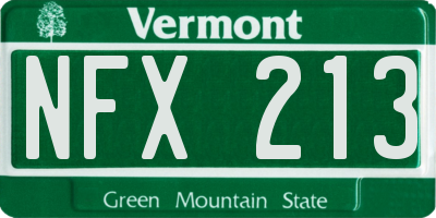VT license plate NFX213