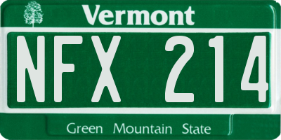 VT license plate NFX214