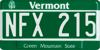 VT license plate NFX215