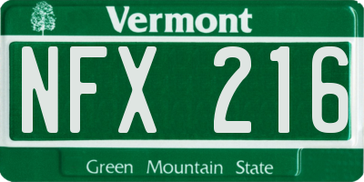VT license plate NFX216