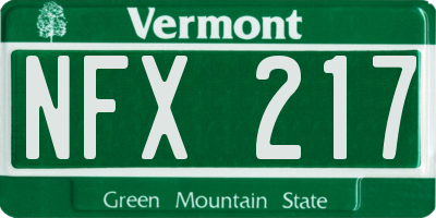 VT license plate NFX217