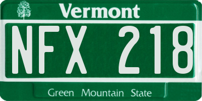 VT license plate NFX218