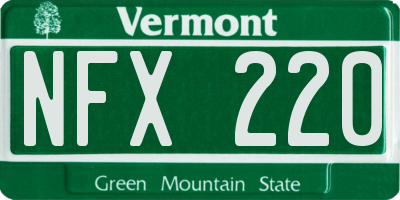 VT license plate NFX220