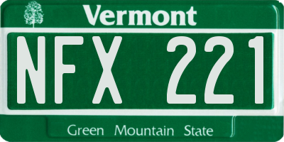 VT license plate NFX221