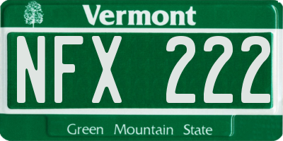 VT license plate NFX222