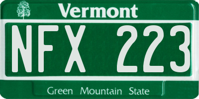 VT license plate NFX223