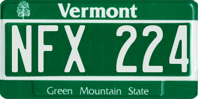 VT license plate NFX224
