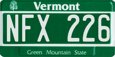 VT license plate NFX226