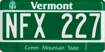 VT license plate NFX227