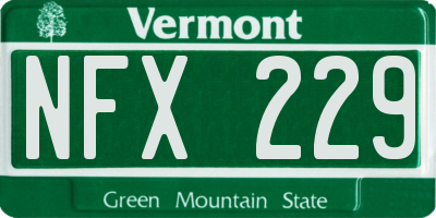 VT license plate NFX229