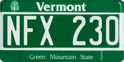 VT license plate NFX230