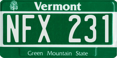 VT license plate NFX231