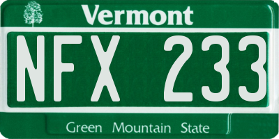 VT license plate NFX233