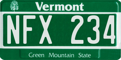 VT license plate NFX234