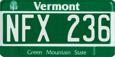 VT license plate NFX236