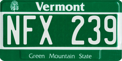 VT license plate NFX239