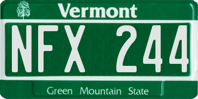 VT license plate NFX244