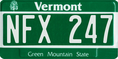 VT license plate NFX247