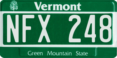 VT license plate NFX248