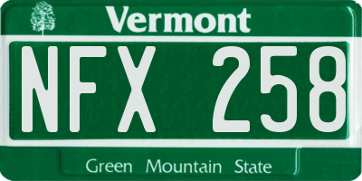 VT license plate NFX258