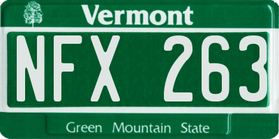 VT license plate NFX263