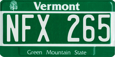 VT license plate NFX265