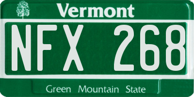 VT license plate NFX268