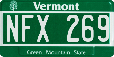 VT license plate NFX269