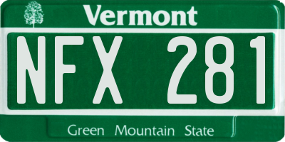 VT license plate NFX281