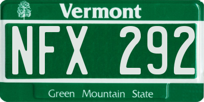 VT license plate NFX292