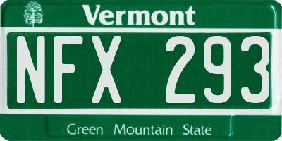 VT license plate NFX293