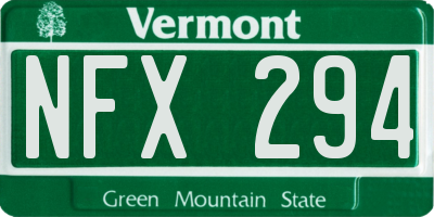 VT license plate NFX294