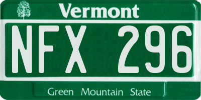 VT license plate NFX296