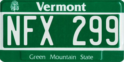VT license plate NFX299
