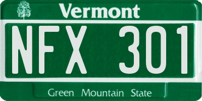 VT license plate NFX301