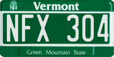 VT license plate NFX304