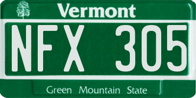 VT license plate NFX305