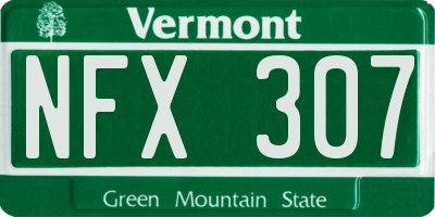 VT license plate NFX307