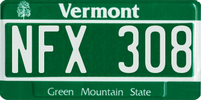 VT license plate NFX308