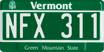 VT license plate NFX311