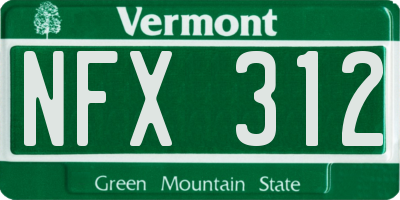 VT license plate NFX312