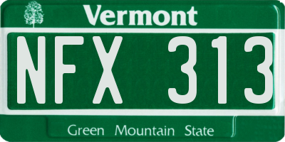 VT license plate NFX313