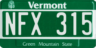 VT license plate NFX315