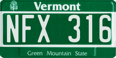 VT license plate NFX316