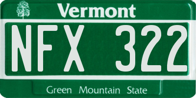 VT license plate NFX322